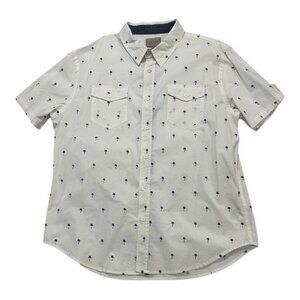 Jachs White Palm Tree Print Mens Shirt Size L